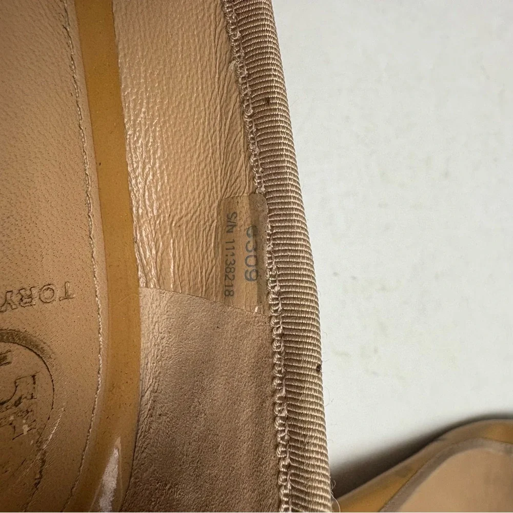 Tory Burch Chelsea Block Heel Tan Nude Women's Shoes Patent Leather size 9